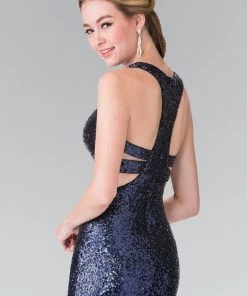 Prom Mock Two-Piece Sequined Dress With Side Cutouts By Elizabeth K GL2333