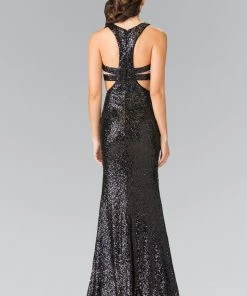 Prom Mock Two-Piece Sequined Dress With Side Cutouts By Elizabeth K GL2333