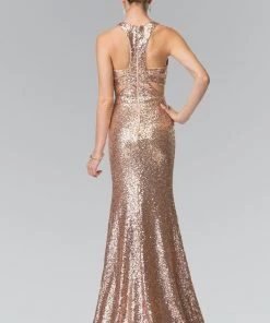 Prom Mock Two-Piece Sequined Dress With Side Cutouts By Elizabeth K GL2333