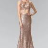Prom Mock Two-Piece Sequined Dress With Side Cutouts By Elizabeth K GL2333
