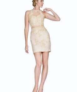 Mock Two Piece Short Lace Dress By Cinderella Divine 1586S Prom 15 Mock Two Piece Short Lace Dress By Cinderella Divine 1586S Prom