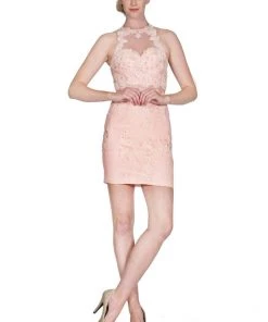 Mock Two Piece Short Lace Dress By Cinderella Divine 1586S Prom 18 Mock Two Piece Short Lace Dress By Cinderella Divine 1586S Prom