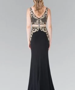 Mock Two-Piece V-Neck Embroidered Dress By Elizabeth K GL2334