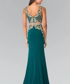 Mock Two-Piece V-Neck Embroidered Dress By Elizabeth K GL2334