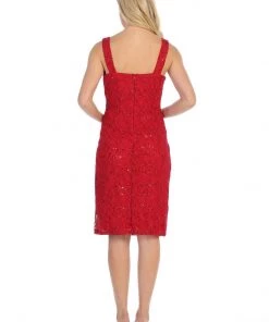 Modest Short Lace Dress With Matching Jacket By Celavie 2462-S Bridesmaid Dresses