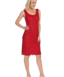 Modest Short Lace Dress With Matching Jacket By Celavie 2462-S Bridesmaid Dresses