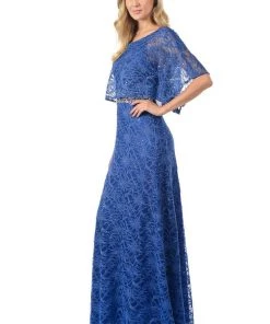 Lenovia Navy Blue Long Sequined Lace Dress With Lace Caplet Prom 53 Lenovia Navy Blue Long Sequined Lace Dress With Lace Caplet Prom