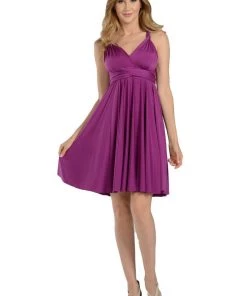 Navy Blue Short Convertible Jersey Dress By Poly USA Prom