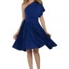 Navy Blue Short Convertible Jersey Dress By Poly USA Prom
