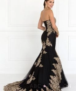 Navy Long Strapless Flared Trumpet Dress By Elizabeth K GL2428 13 Navy Long Strapless Flared Trumpet Dress By Elizabeth K GL2428