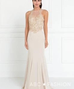 Prom Navy Mermaid Gown With Beaded Illusion Bodice By Elizabeth K GL1568