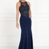 Prom Navy Mermaid Gown With Beaded Illusion Bodice By Elizabeth K GL1568 1 Prom Navy Mermaid Gown With Beaded Illusion Bodice By Elizabeth K GL1568