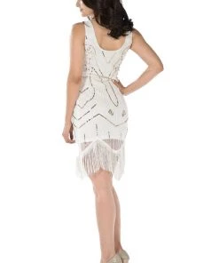 Navy Short Sequined Flapper Fringe Dress By Poly USA