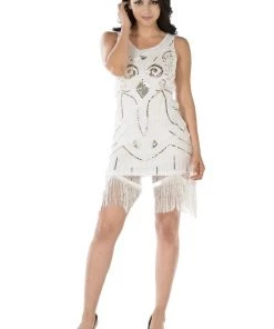 Navy Short Sequined Flapper Fringe Dress By Poly USA
