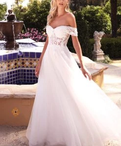 Off Shoulder Bridal Gown By Cinderella Divine CD961W