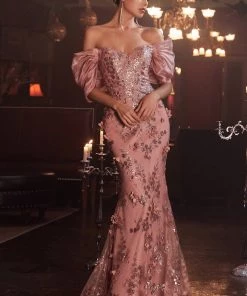 Off Shoulder Fitted Gown By Cinderella Divine J817 Prom