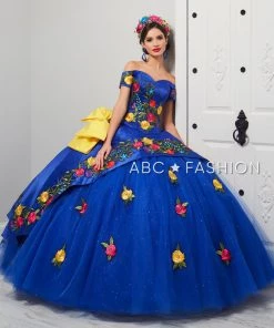 LA Glitter By House Of Wu Off Shoulder Floral Charro Quinceanera Dress By LA Glitter 24061