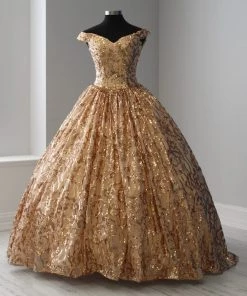 Off Shoulder Floral Sequin Quinceanera Dress By House Of Wu 26919 Quinceañera