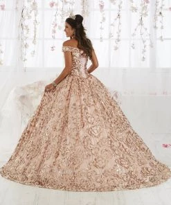 Off Shoulder Floral Sequin Quinceanera Dress By House Of Wu 26919 Quinceañera