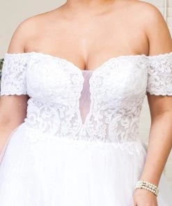 Elizabeth K Off Shoulder Glitter Bridal Gown By GLS Gloria GL1936 13 Elizabeth K Off Shoulder Glitter Bridal Gown By GLS Gloria GL1936