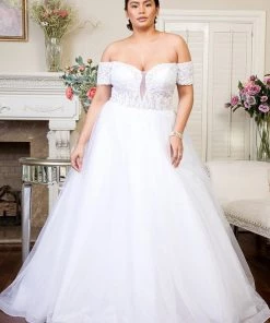 Elizabeth K Off Shoulder Glitter Bridal Gown By GLS Gloria GL1936 11 Elizabeth K Off Shoulder Glitter Bridal Gown By GLS Gloria GL1936