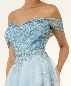 Prom Off Shoulder Glitter Gown By Elizabeth K GL1922 16 Prom Off Shoulder Glitter Gown By Elizabeth K GL1922