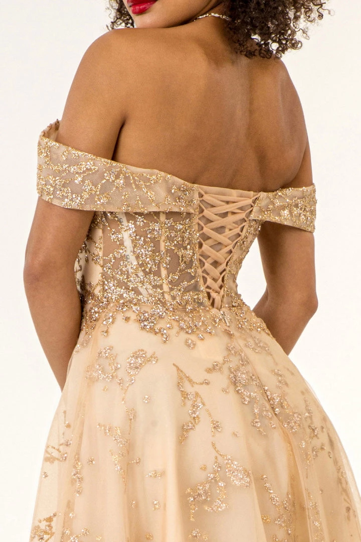 Prom Off Shoulder Glitter Gown By Elizabeth K GL1922 6 Prom Off Shoulder Glitter Gown By Elizabeth K GL1922