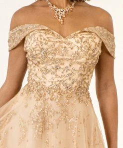 Prom Off Shoulder Glitter Gown By Elizabeth K GL1922 12 Prom Off Shoulder Glitter Gown By Elizabeth K GL1922