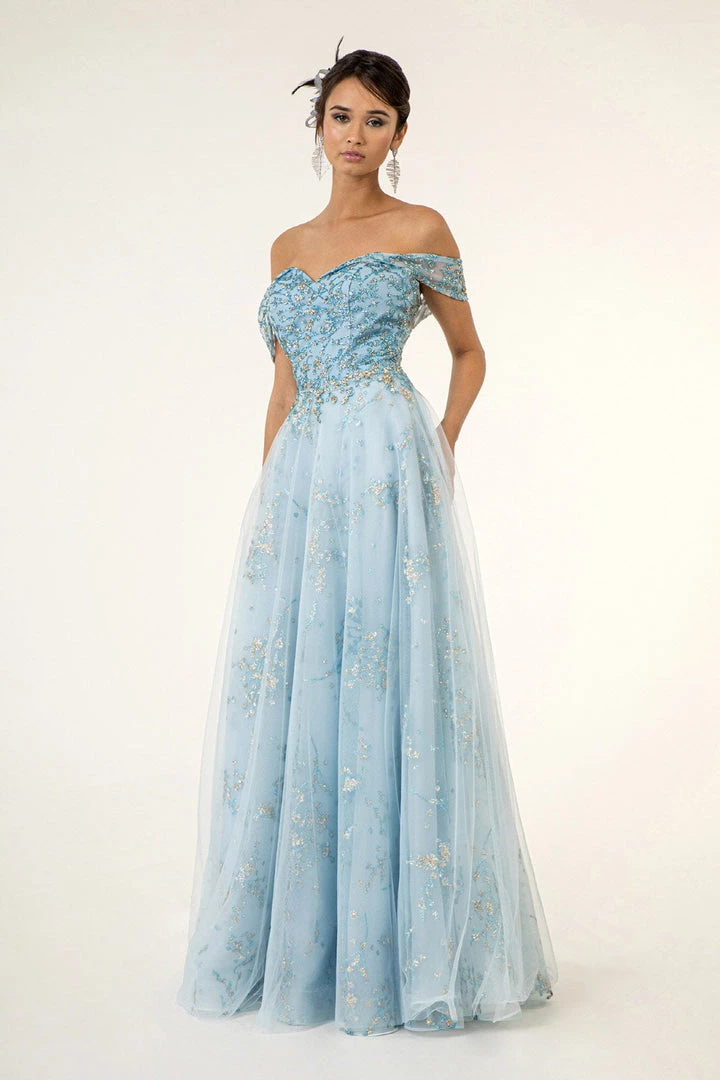 Prom Off Shoulder Glitter Gown By Elizabeth K GL1922 7 Prom Off Shoulder Glitter Gown By Elizabeth K GL1922