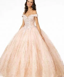 Off Shoulder Glitter Print Ball Gown By Elizabeth K GL2910