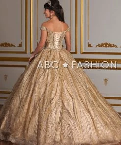 Off Shoulder Glitter Quinceanera Dress By House Of Wu 26937 Quinceañera