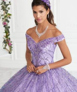 Off Shoulder Glitter Quinceanera Dress By House Of Wu 26944
