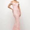 Lace Applique Off Shoulder Gown By Cinderella Divine UK012