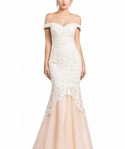 Off Shoulder Lace Mermaid Dress By Cinderella Divine A0401