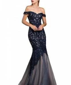 Off Shoulder Lace Mermaid Dress By Cinderella Divine A0401