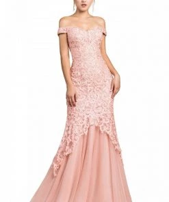Off Shoulder Lace Mermaid Dress By Cinderella Divine A0401