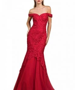 Off Shoulder Lace Mermaid Dress By Cinderella Divine A0401