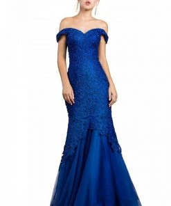 Off Shoulder Lace Mermaid Dress By Cinderella Divine A0401