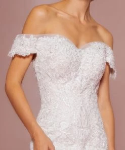 Off Shoulder Mermaid Wedding Dress With Sheer Back By Elizabeth K GL2594 10 Off Shoulder Mermaid Wedding Dress With Sheer Back By Elizabeth K GL2594