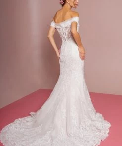 Off Shoulder Mermaid Wedding Dress With Sheer Back By Elizabeth K GL2594