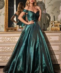Off Shoulder Organza Gown By Cinderella Divine J822 Prom