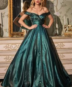 Off Shoulder Organza Gown By Cinderella Divine J822 Prom