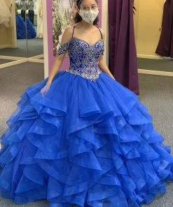 House Of Wu Fiesta Gowns Off Shoulder Ruffled Quinceanera Dress By Fiesta Gowns 56369 Quinceañera