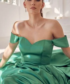 Prom Off Shoulder Satin Pocket Gown By Nox Anabel R1032