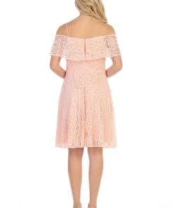 Off Shoulder Short Lace Flounce Dress By Celavie 6317 Prom