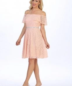 Off Shoulder Short Lace Flounce Dress By Celavie 6317 Prom 13 Off Shoulder Short Lace Flounce Dress By Celavie 6317 Prom