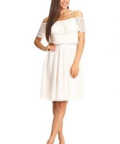 Off Shoulder Short Lace Flounce Dress By Celavie 6317 Prom 14 Off Shoulder Short Lace Flounce Dress By Celavie 6317 Prom