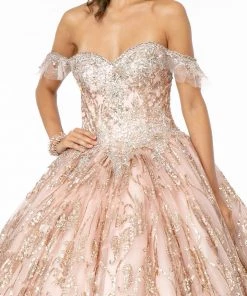 Off Shoulder Sweetheart Glitter Ball Gown By Elizabeth K GL2913