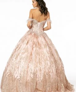 Off Shoulder Sweetheart Glitter Ball Gown By Elizabeth K GL2913