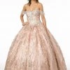 Off Shoulder Sweetheart Glitter Ball Gown By Elizabeth K GL2913